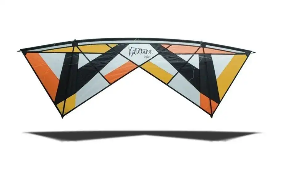 Revolution REFLEX XX Vierleiner-Lenkdrachen/Stabdrachen (4-Leiner) KITE ONLY - 249 cm x 84 cm weiß/schwarz/orange/gelb